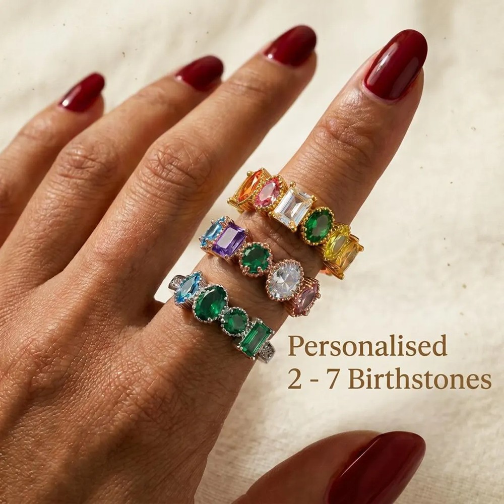 Custom Family Birthstone Ring for Mom Grandma Mother's Day Gift