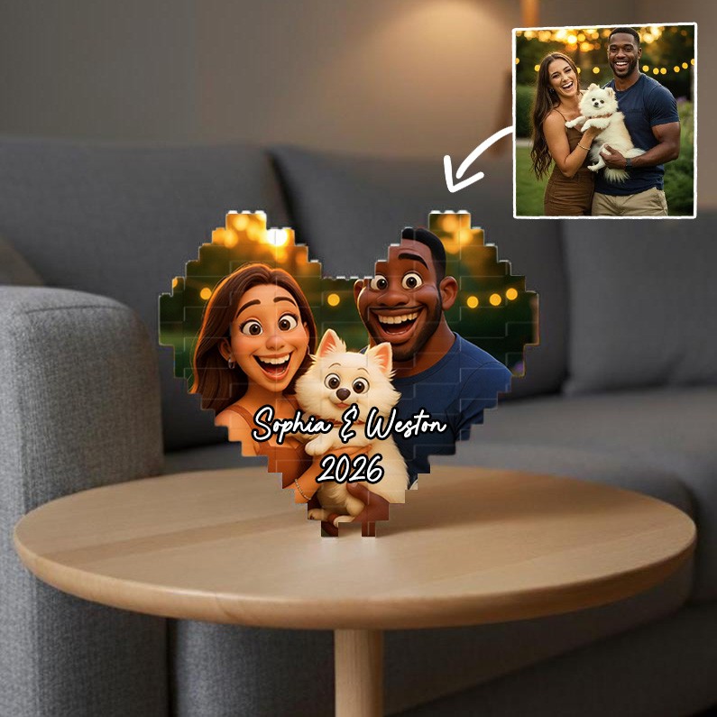 Personalized Cartoon Portrait Puzzle Blocks Gift For Valentine's Day