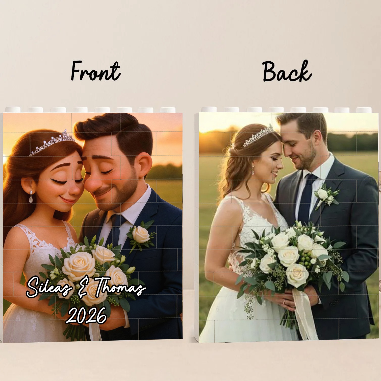 Personalized Cartoon Portrait Puzzle Blocks Gift For Valentine's Day